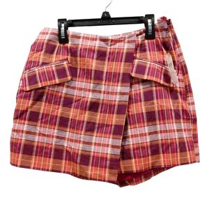 "Anthropologie" NWT Sz.4, Maeve ,Plaid Skort in Pink and Orange MSRP:$98...